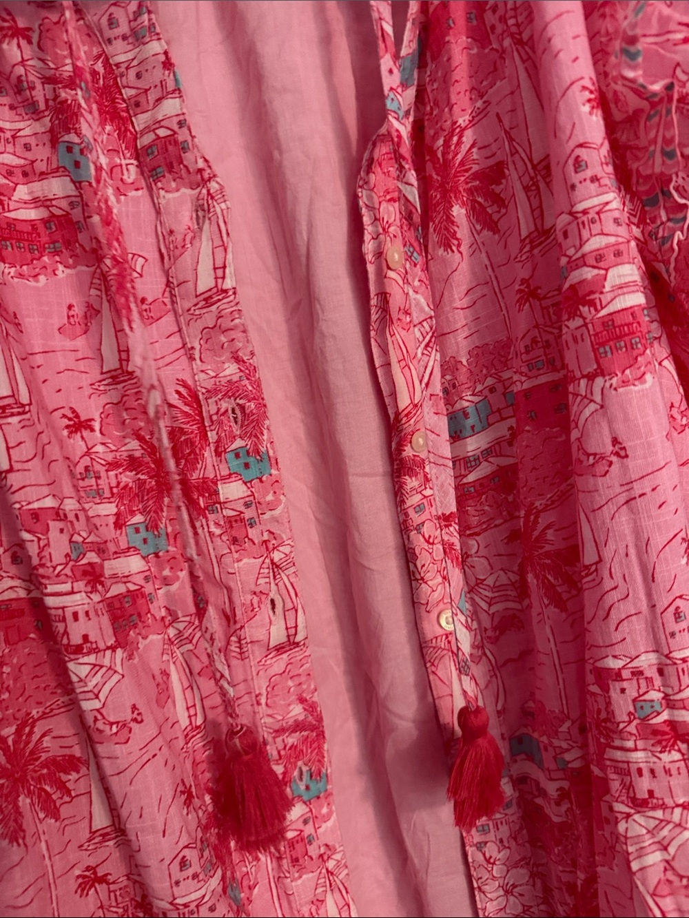 Vineyard Vines Pink Printed Ruffle-Trim Midi Dress - Picture 7 of 9